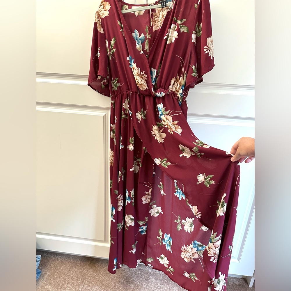 Red Women's Floral Maxi Dress